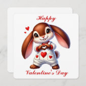 かわいいバニー – バレンタインのカード サンキューカード (正面/裏面)