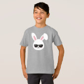 かわいいバニー、ホワイトバニー、サングラス付きバニー Tシャツ (正面フル)