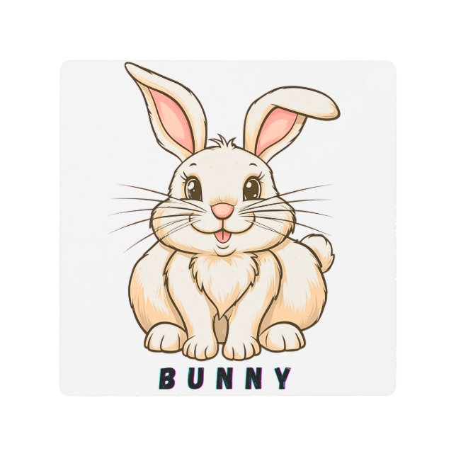 かわいいバニー メタルプリント (正面)