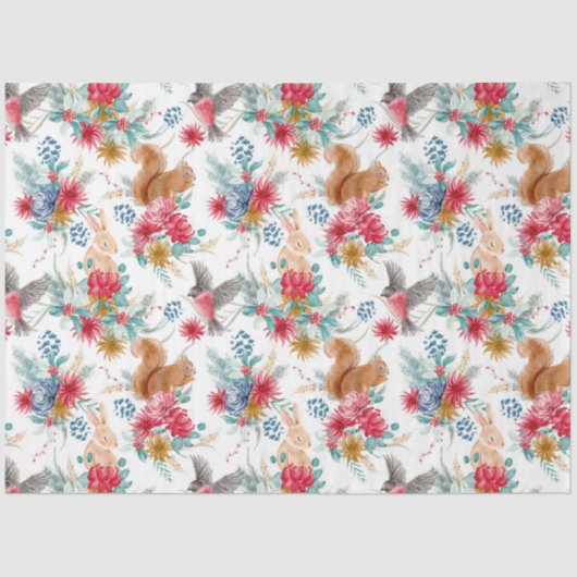 かわいいバニー&リスのクリスマスティッシュペーパー 薄葉紙 (正面)