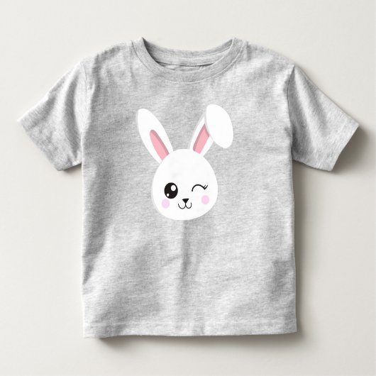かわいいバニー、リトルバニー、ホワイトバニー、ウィンク トドラーTシャツ (正面)