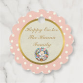 かわいいバニー、卵、フローラFAVのハッピーイースター フェイバータグ (裏面)