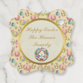 かわいいバニー、卵、フローラFAVのハッピーイースター フェイバータグ