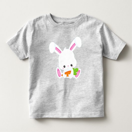 かわいいバニー、白いバニー、小さなバニー、ニンジン トドラーTシャツ (正面)