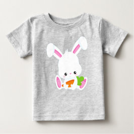 かわいいバニー、白いバニー、小さなバニー、ニンジン ベビーTシャツ