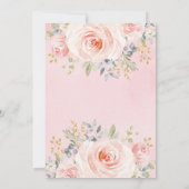 かわいいバニー/赤面のピンクの花のウサギの誕生日 サンキューカード (裏面)