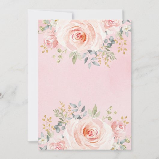 かわいいバニー/赤面のピンクの花のウサギの誕生日 サンキューカード (裏面)