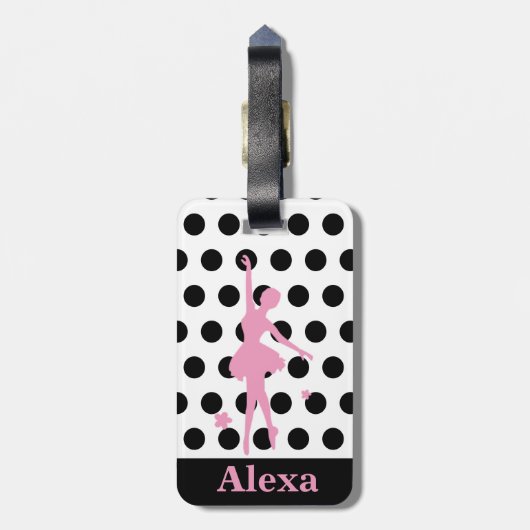 かわいいバパーソナライズされたレリナかわいらし水玉模様 ラゲッジタグ (裏面縦)