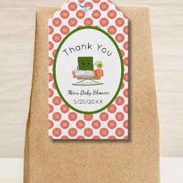 かわいいバビシャワー寿司とサーモン転がテーマ ギフトタグ