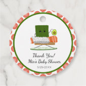 かわいいバビシャワー寿司とサーモン転がテーマ フェイバータグ (裏面)