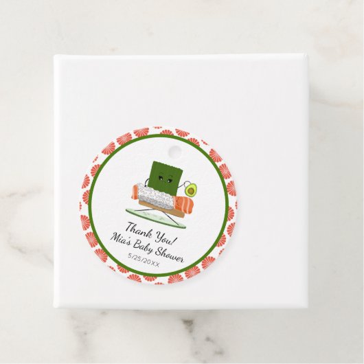 かわいいバビシャワー寿司とサーモン転がテーマ フェイバータグ (インサイチュ)