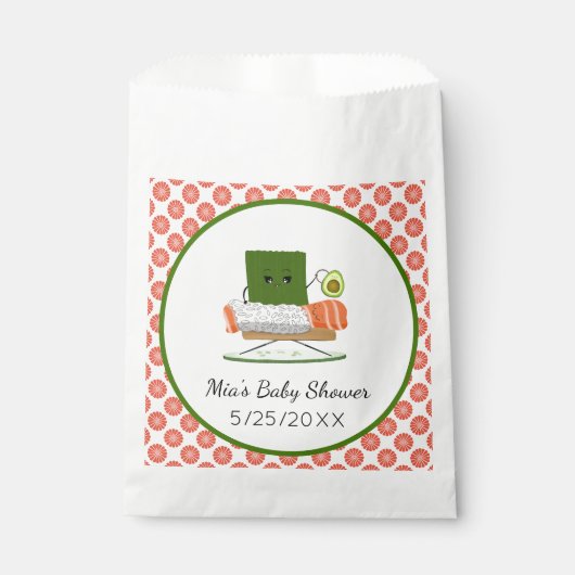 かわいいバビシャワー寿司とサーモン転がテーマ フェイバーバッグ (正面)