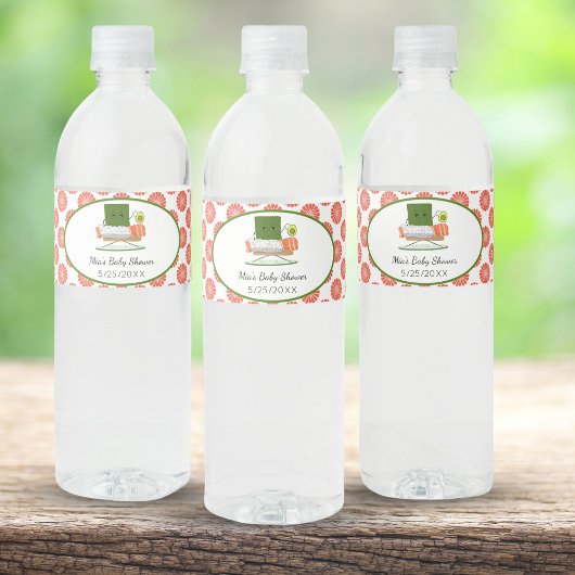 かわいいバビシャワー寿司とサーモン転がテーマ ペットボトルラベル