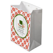 かわいいバビシャワー寿司とサーモン転がテーマ ミディアムペーパーバッグ (正面アングル)