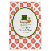 かわいいバビシャワー寿司とサーモン転がテーマ ミディアムペーパーバッグ (裏面)