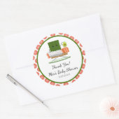 かわいいバビシャワー寿司とサーモン転がテーマ ラウンドシール (封筒)