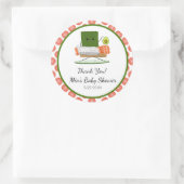 かわいいバビシャワー寿司とサーモン転がテーマ ラウンドシール (バッグ)