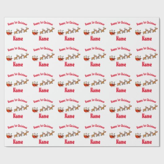 かわいいバビー1stクリスマスサパーソナライズされたンタ ラッピングペーパー (フラット)