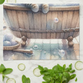 かわいいバブリー子猫バスタイム キッチンタオル (折り畳み)