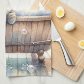 かわいいバブリー子猫バスタイム キッチンタオル (四つ折り)