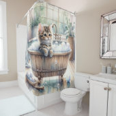 かわいいバブリー子猫バスタイム シャワーカーテン (インサイチュ)