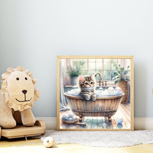 かわいいバブリー子猫バスタイム ポスター