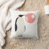 かわいいバブルガムペンギン吹のバブル クッション (ブランケット)