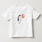 かわいいバブルガムペンギン バブルを吹く トドラーTシャツ (正面)