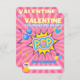 かわいいバブルガム教室バレンタインフォト ノートカード