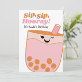 かわいいバブルティーガールズバースデーパーティー 招待状 (スタンド正面)