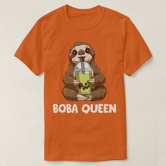 かわいいバブルティークイーン – Sloth Boba Tea 1202 Tシャツ (デザイン正面)