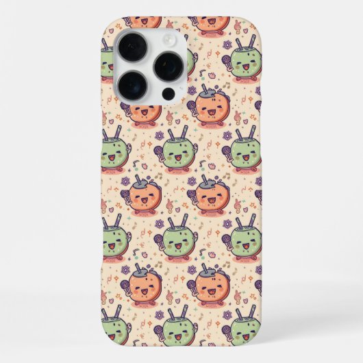 かわいいバブルティーシンガーの音楽好きギフト iPhoneケース (裏面)