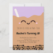 かわいいバブルティーパーティー誕生日招待状 招待状 (正面)