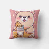 かわいいバブルティーベアイラストレーション-かわいいスタイル クッション (裏面)