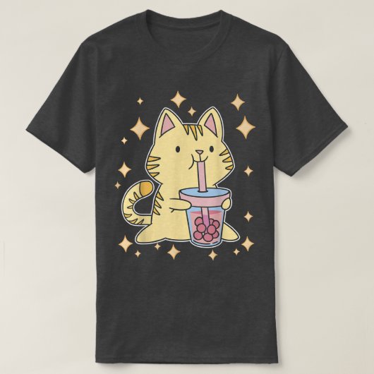 かわいいバブルティー子猫かわいいボバティーキャットジャパンSw Tシャツ (デザイン正面)