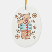 かわいいバブルティー猫日本のアニメの愛人 セラミックオーナメント (正面)