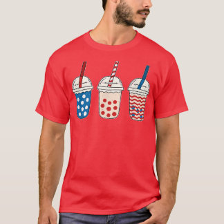 かわいいバブルティー赤白青米国国旗4日 Tシャツ