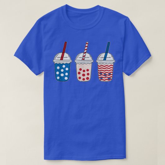 かわいいバブルティー赤白青米国国旗4日 Tシャツ (デザイン正面)