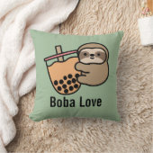 かわいいバブルティー&スロース クッション (ブランケット)