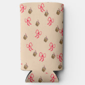 かわいいバブルティー&ボウパターン – かわいいセルツァー缶 スリム缶クーラー (正面)