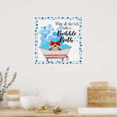 かわいいバブルバス猫バスルーム ポスター (キッチン)