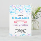 かわいいバブル誕生日パーティーの招待 招待状 (スタンド正面)