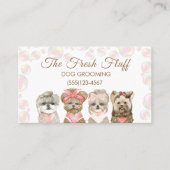 かわいいバブル&水彩犬グルーミングサービス 名刺 (正面)