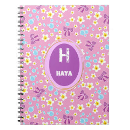 かわいいバブル、花、弓キッズパターン ノートブック