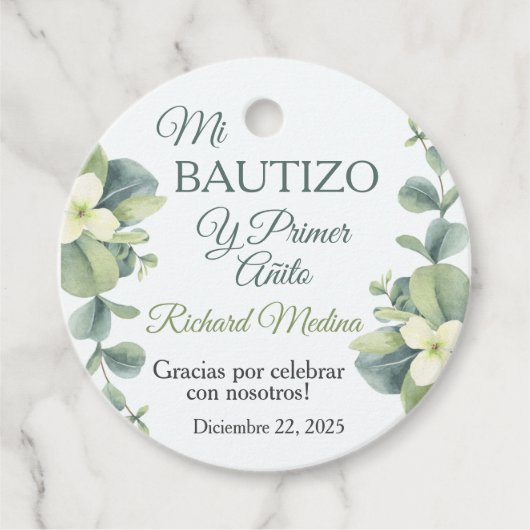 かわいいバプテスマと最初の誕生日グリーン離れ フェイバータグ (正面)