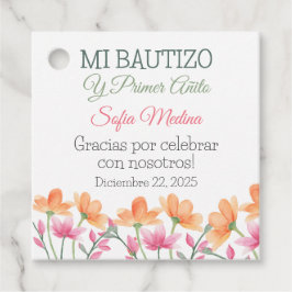 かわいいバプテスマと最初の誕生日水彩花 フェイバータグ