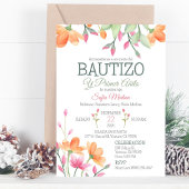 かわいいバプテスマと最初の誕生日水彩花 招待状
