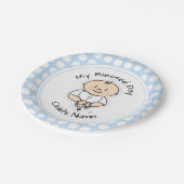 かわいいバプテスマ7インチプレート-ロザリオとの男の赤ちゃん ペーパープレート (アングル)