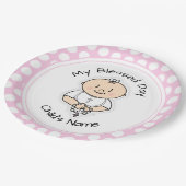 かわいいバプテスマ9インチプレート-数珠を持つ女の赤ちゃん ペーパープレート (アングル)