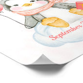 かわいいバプテスムウォーターカラーベビーペンギンピンクウェルカム ポスター (角)